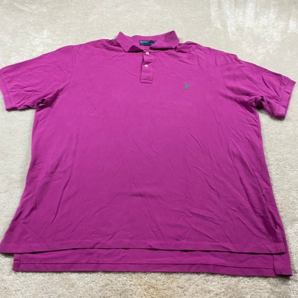 Polo Ralph Lauren Shirt Mens 3XLT Tall Magenta Pink Cotton Pique Polo Pony Logo